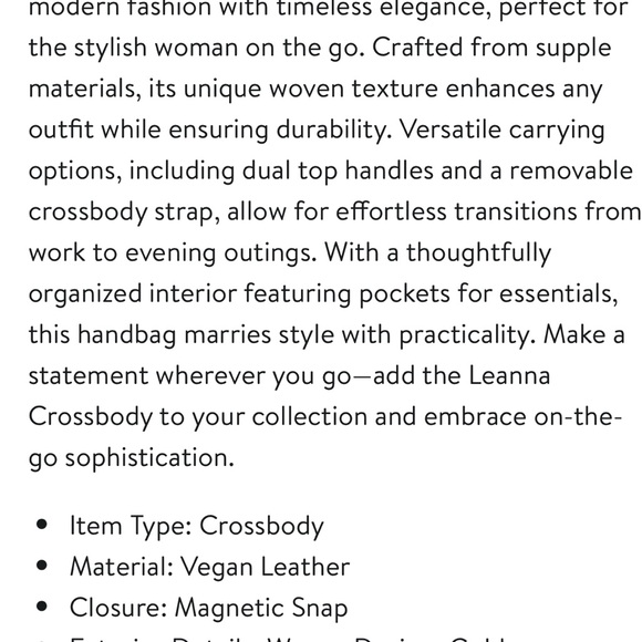 NWT! “LEANNA” Bag by MODA LUXE, Woven vegan leather - Picture 9 of 9